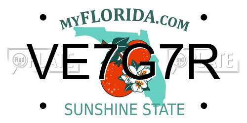 VE7G7R Florida License Plate