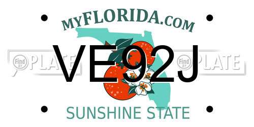VE92J Florida License Plate