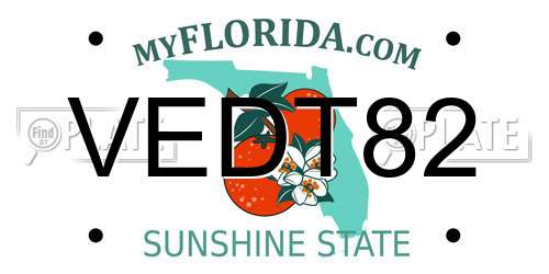 VEDT82 Florida License Plate