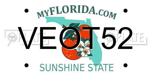 VEOT52 Florida License Plate