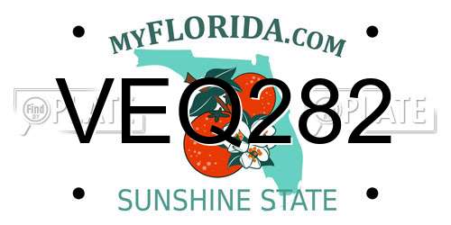 VEQ282 Florida License Plate