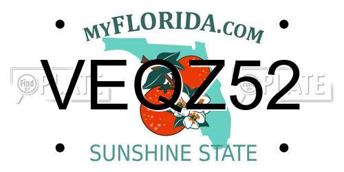 VEQZ52 Florida License Plate