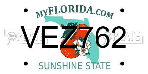 VEZ762 Florida License Plate