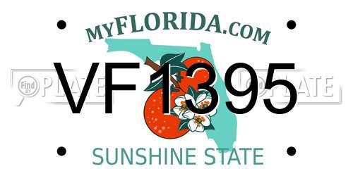VF1395 Florida License Plate
