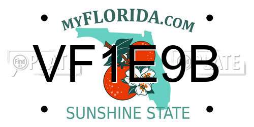 VF1E9B Florida License Plate