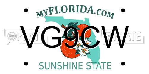 VG9CW Florida License Plate