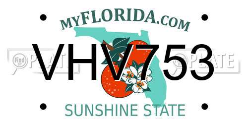 VHV753 Florida License Plate
