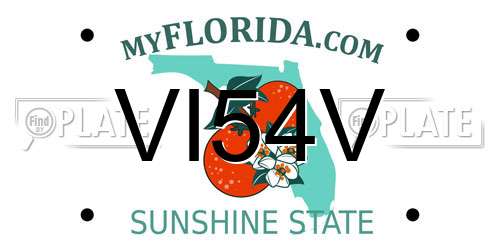 VI54V Florida License Plate