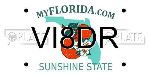 VI8DR Florida License Plate