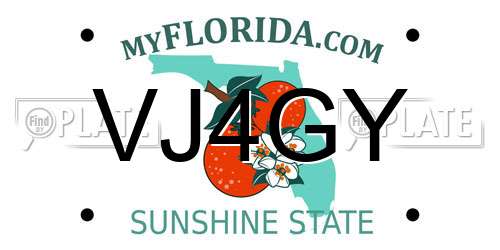 VJ4GY Florida License Plate