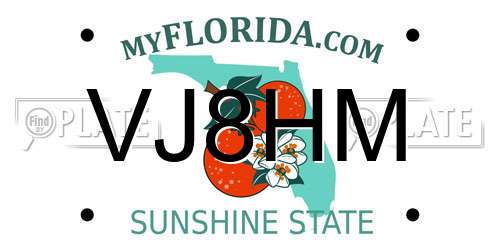 VJ8HM Florida License Plate