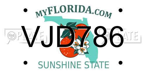 VJD786 Florida License Plate