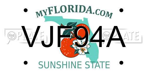 VJF94A Florida License Plate