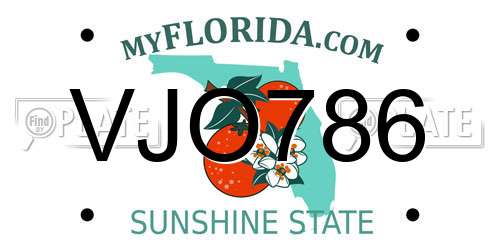 VJO786 Florida License Plate