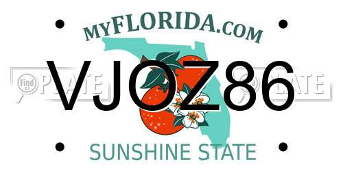 VJOZ86 Florida License Plate