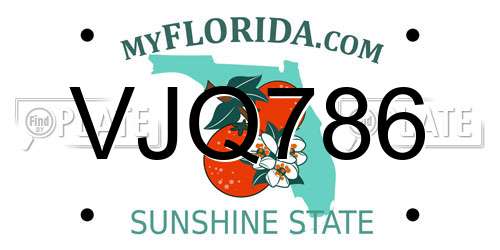 VJQ786 Florida License Plate