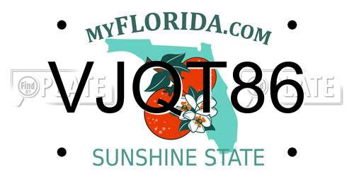 VJQT86 Florida License Plate
