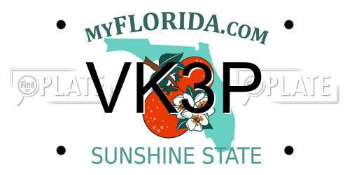 VK3P Florida License Plate