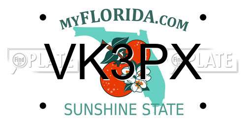 VK3PX Florida License Plate