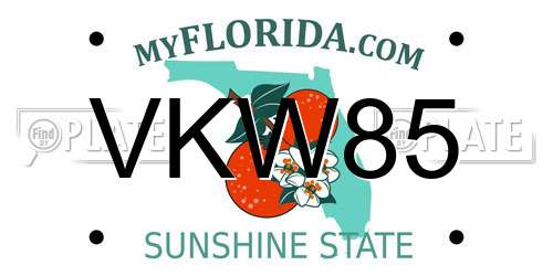VKW85 Florida License Plate