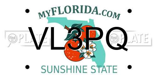 VL3PQ Florida License Plate