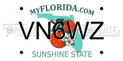 VN6WZ Florida License Plate