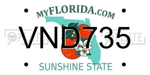VND735 Florida License Plate