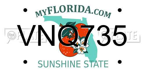 VNQ735 Florida License Plate