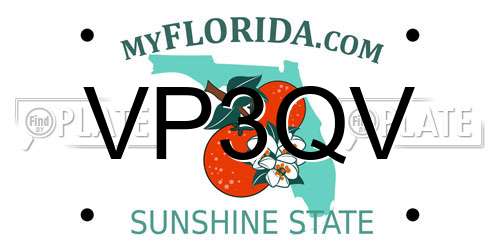 VP3QV Florida License Plate
