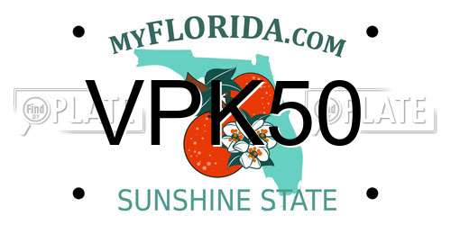 VPK50 Florida License Plate