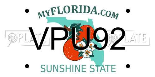 VPU92 Florida License Plate