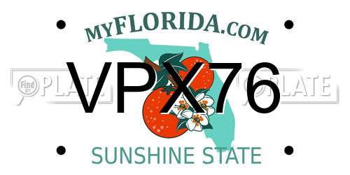 VPX76 Florida License Plate