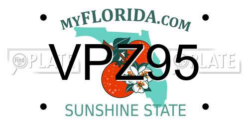 VPZ95 Florida License Plate