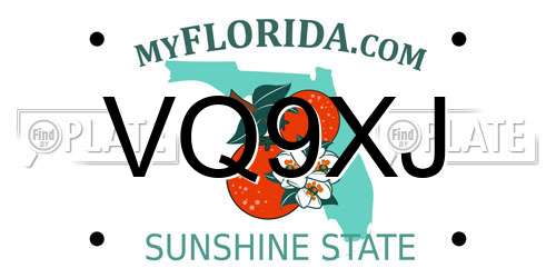 VQ9XJ Florida License Plate