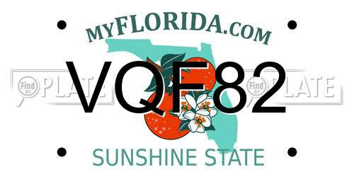 VQF82 Florida License Plate