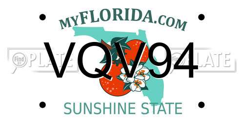 VQV94 Florida License Plate