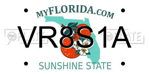 VR8S1A Florida License Plate