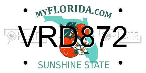 VRD872 Florida License Plate
