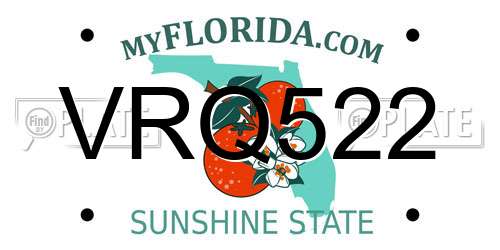 VRQ522 Florida License Plate