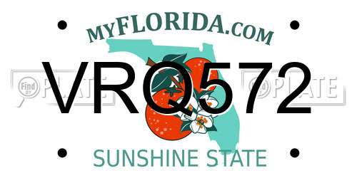 VRQ572 Florida License Plate