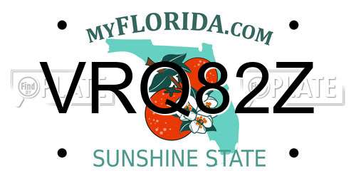 VRQ82Z Florida License Plate