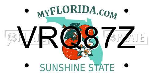 VRQ87Z Florida License Plate