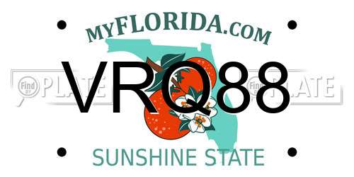 VRQ88 Florida License Plate