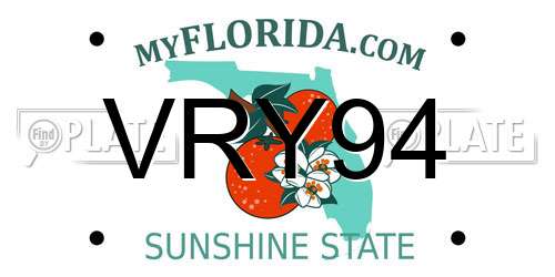 VRY94 Florida License Plate