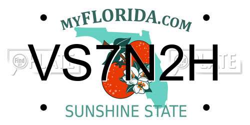 VS7N2H Florida License Plate