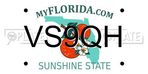 VS9QH Florida License Plate