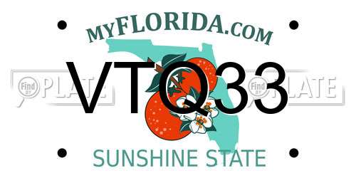 VTQ33 Florida License Plate