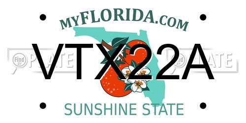 VTX22A Florida License Plate