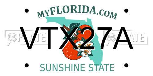 VTX27A Florida License Plate
