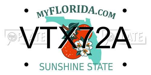 VTX72A Florida License Plate